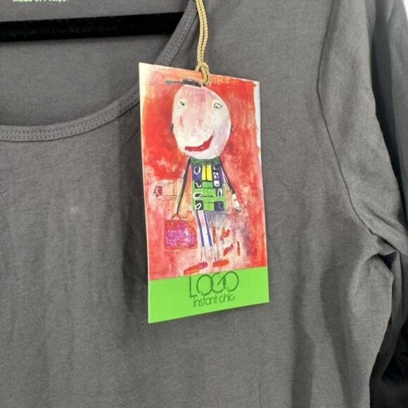 NWT‎ Logo Lori Goldstein Instant Chic Gray 3/4 Sleeve Cotton Shirt Size M Basic - Picture 7 of 8